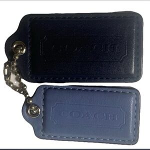 Coach Dual-Tone Blue Leather Hangtag 3 & 2 1/2 inches Set
